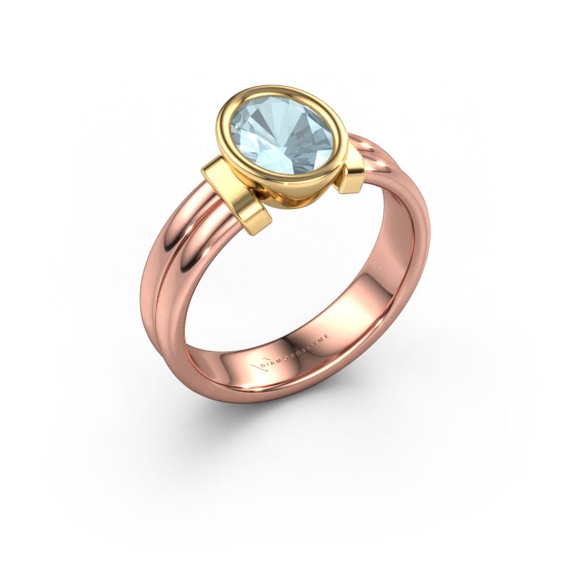 Ring Gerda 585 rose gold aquamarine 8x6 mm