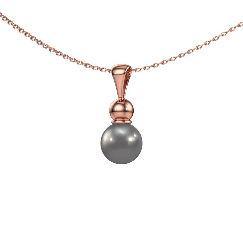 Anhänger Signe 585 Roségold Grau Perl 6 mm