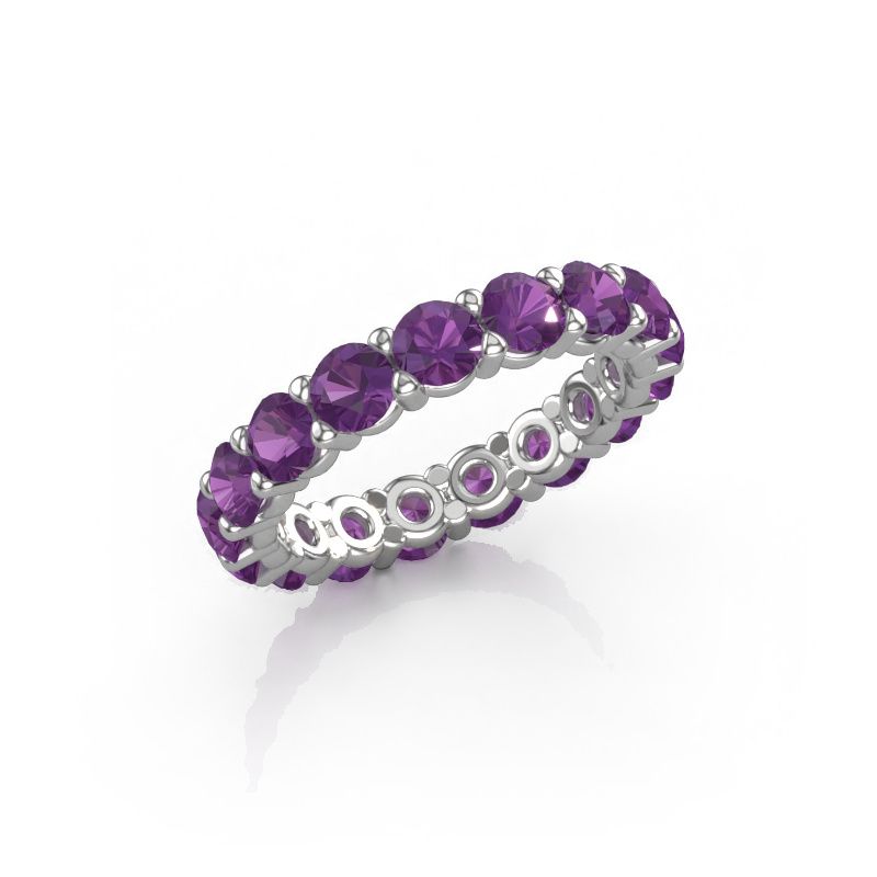 Stackable ring Heddy rnd 3.7 585 white gold amethyst 3.7 mm