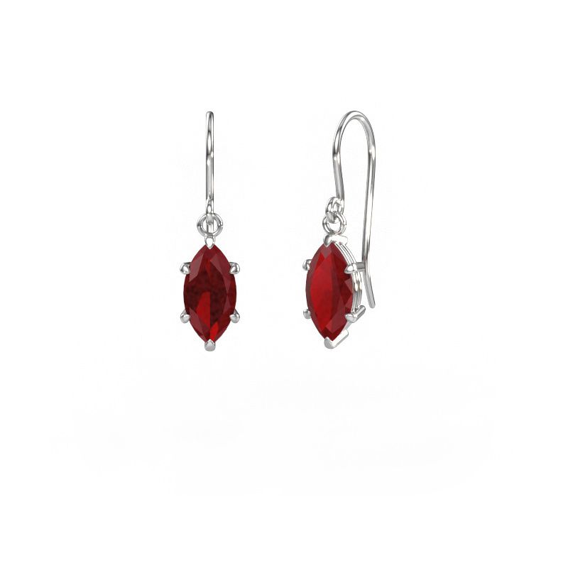 Pendants d'oreilles Laurie MRQ 1 585 or blanc rubis 10x5 mm