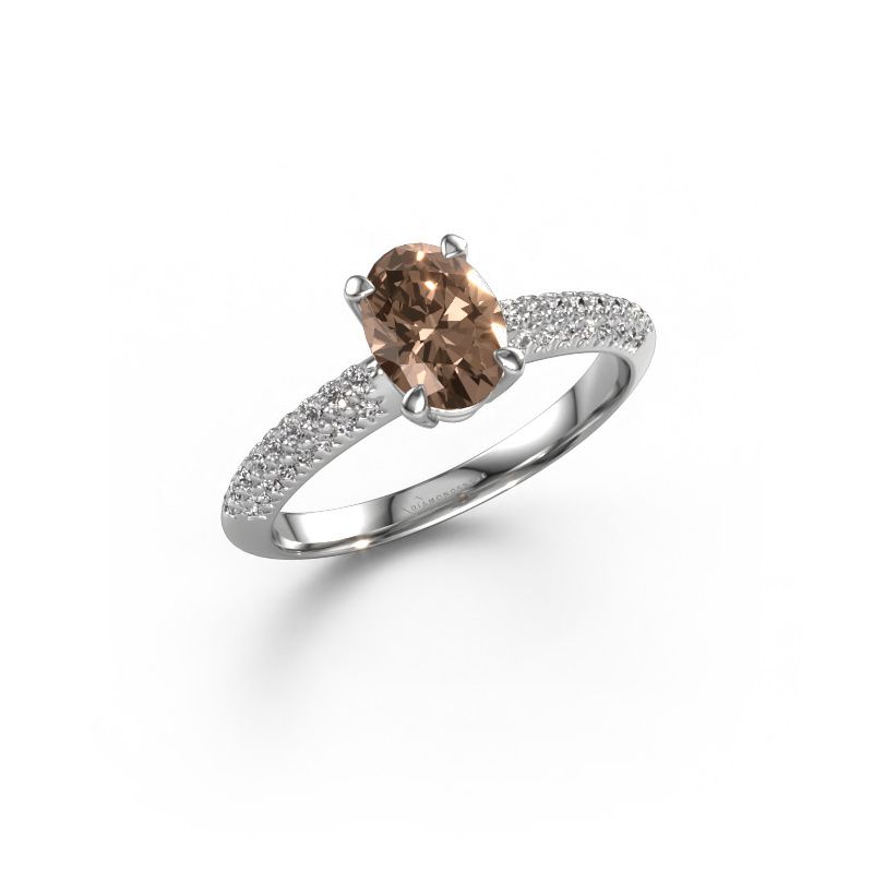 Afbeelding van Verlovingsring Morane Ovl<br/>950 platina<br/>Bruine Diamant 1.077 Crt