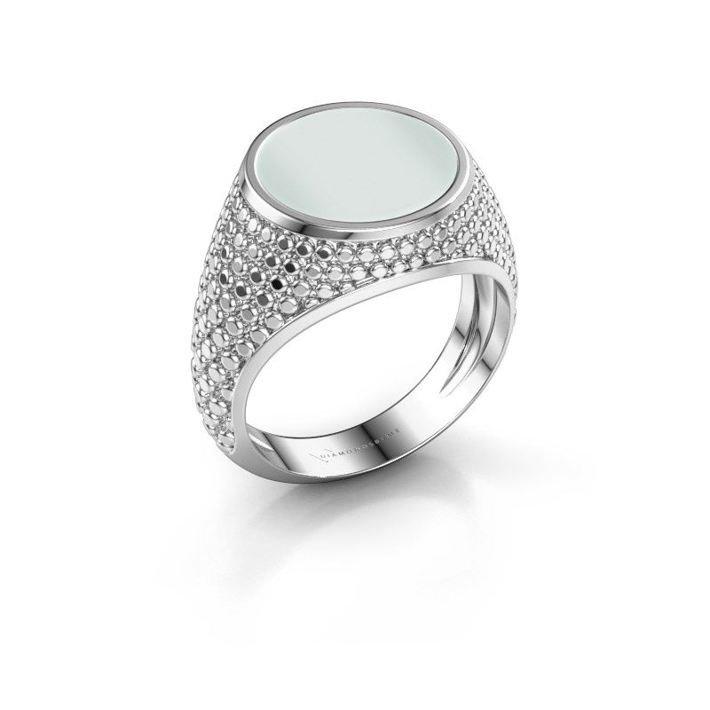 Signet ring Zachary 2 950 platinum green sardonyx 12 mm