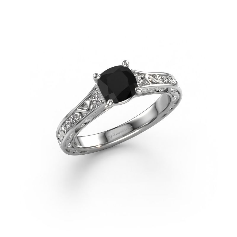 Bague de fiançailles Mallory CUS 585 or blanc diamant noir 1.15 crt