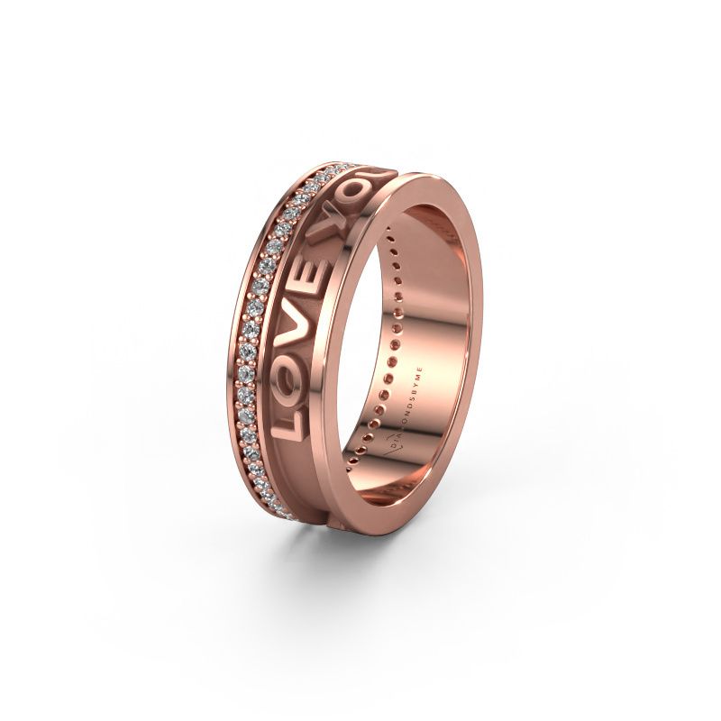 Trouwring Namering 2 585 rosé goud ±6x2 mm