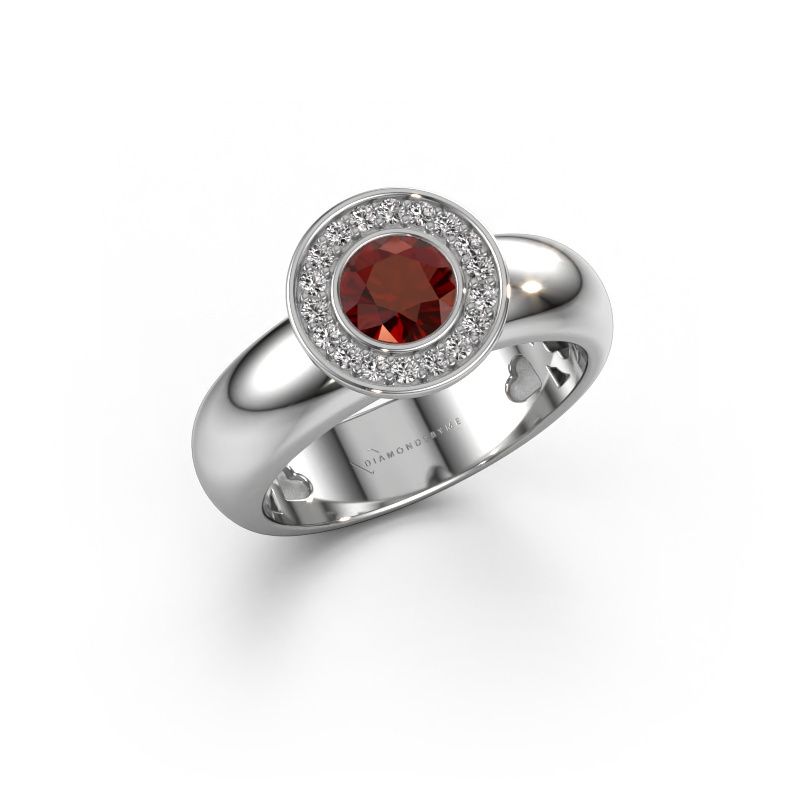 Ring Anna 585 Weißgold Granat 5 mm