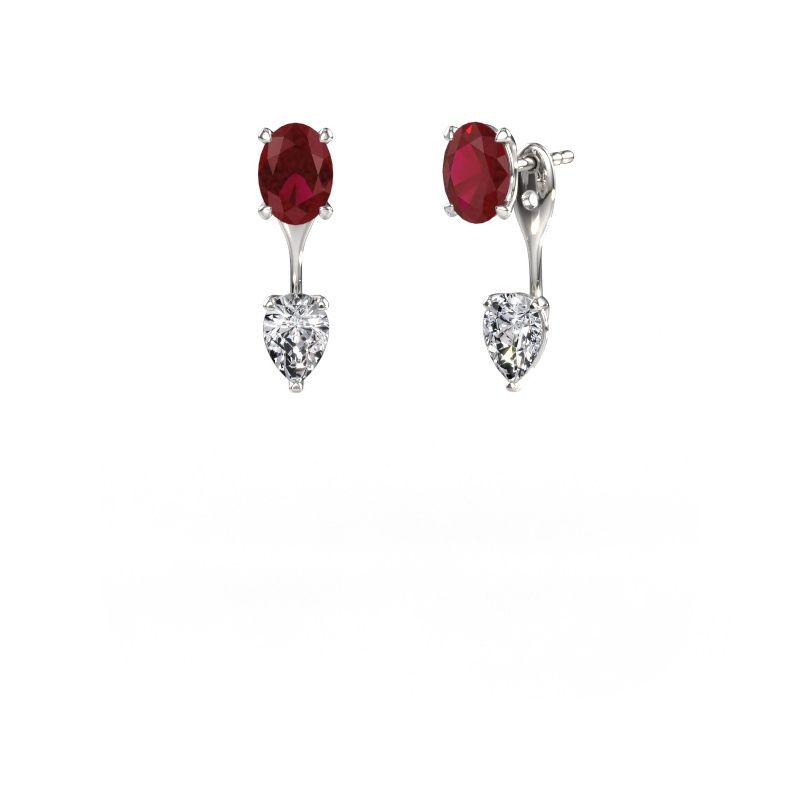 Drop earrings Kate OVL-PER 950 platinum ruby 7x5 mm