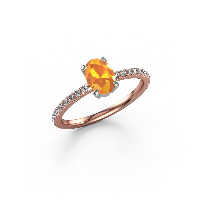 Bague de fiançailles Lynelle 2 585 or rose citrine 7x5 mm