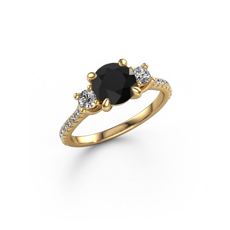 Bague de fiançailles Jesica 585 or jaune diamant noir 2.08 crt
