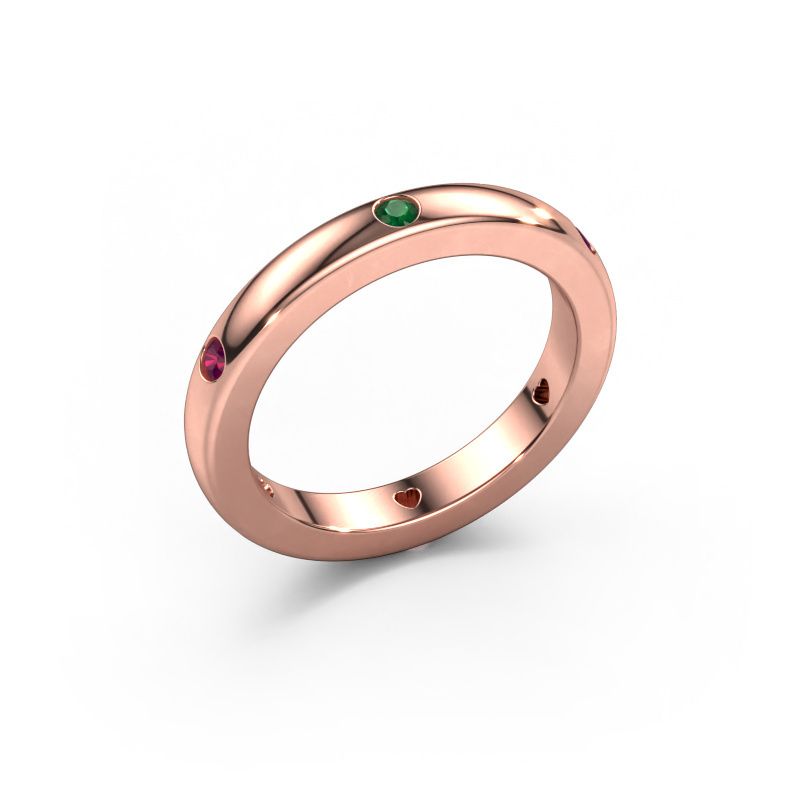 Stackable ring Charla 585 rose gold emerald 2 mm