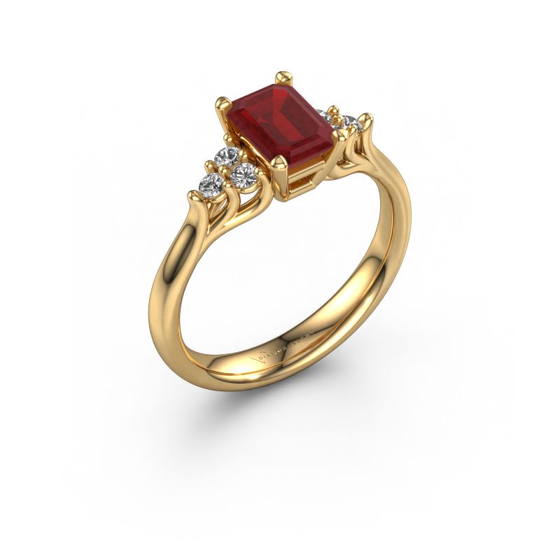 Verlovingsring Monika EME 585 goud robijn 7x5 mm