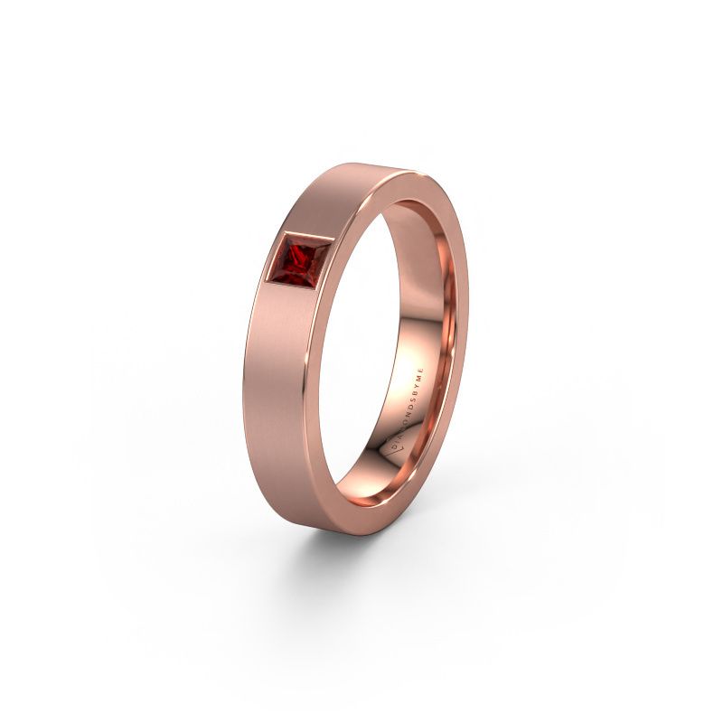 Friendship ring WH0101L14BMSQ 585 rose gold garnet ±4x2 mm