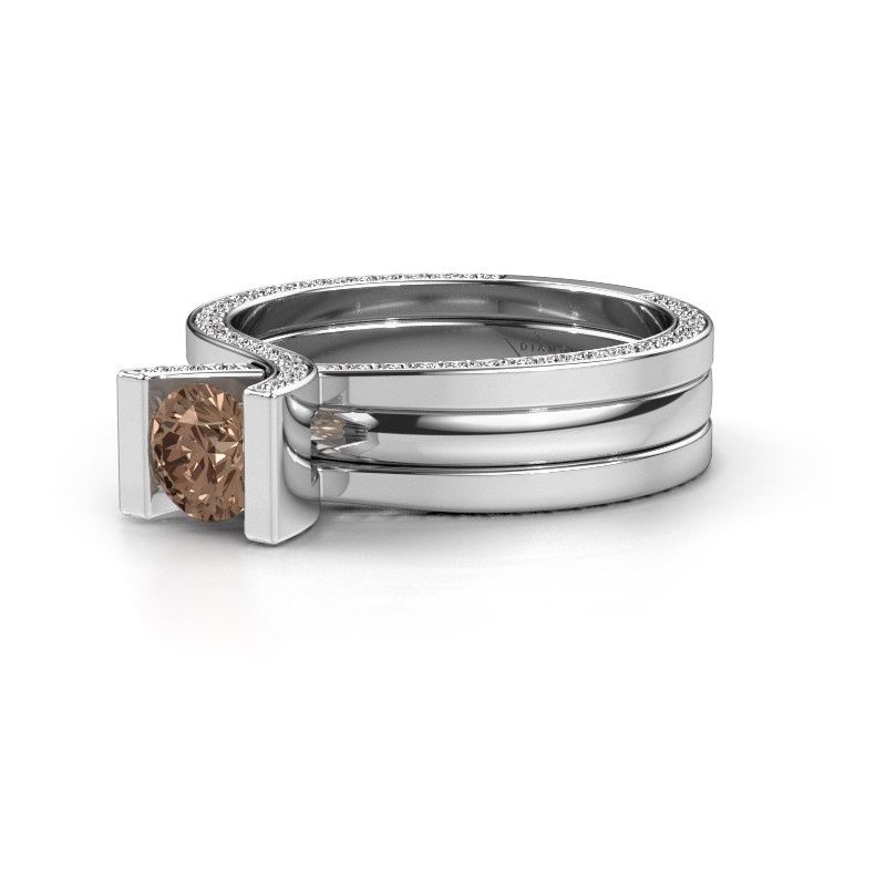 Image de Bague de fiançailles kenisha<br/>950 platine<br/>diamant brun 1.01 crt