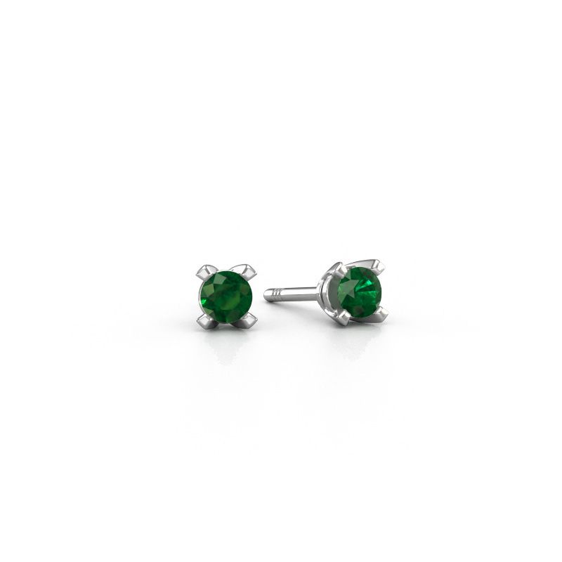 Clous d'oreilles Isa 585 or blanc emeraude 5 mm