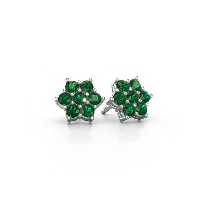 Stud earrings Bonita 950 platinum emerald 2.4 mm