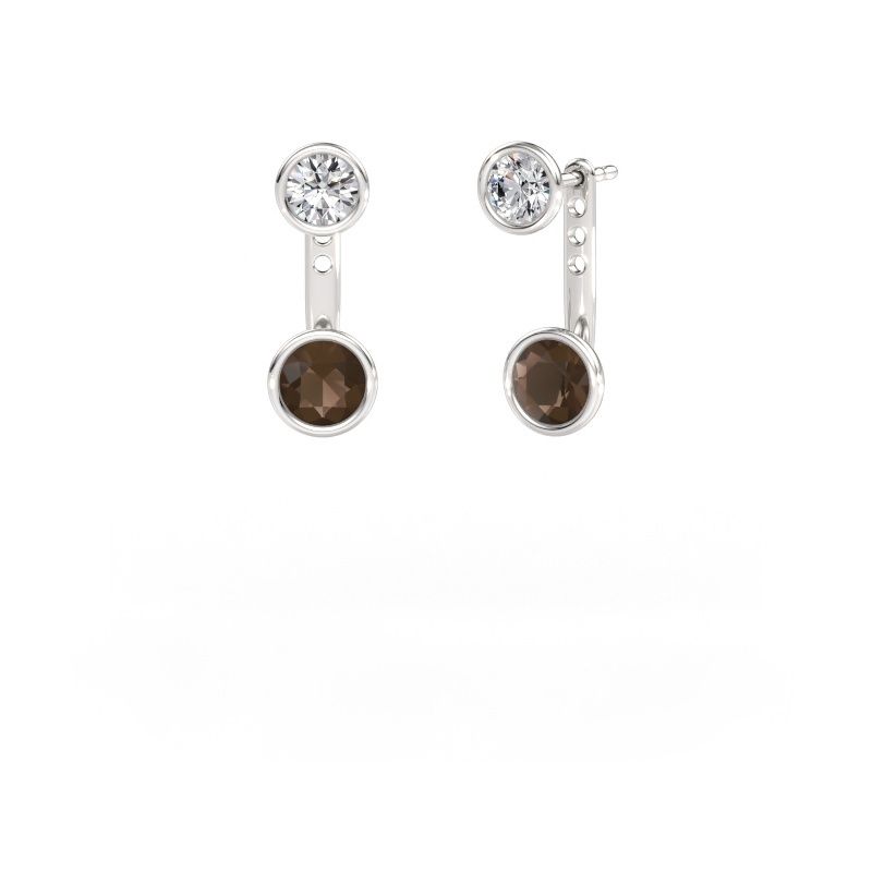 Earrings Halle 585 white gold smokey quartz 6 mm