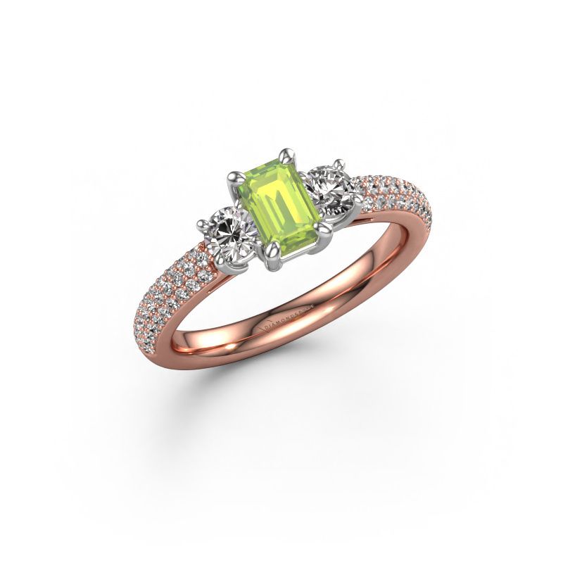 Bague de fiançailles Marielle EME 585 or rose péridot 6x4 mm