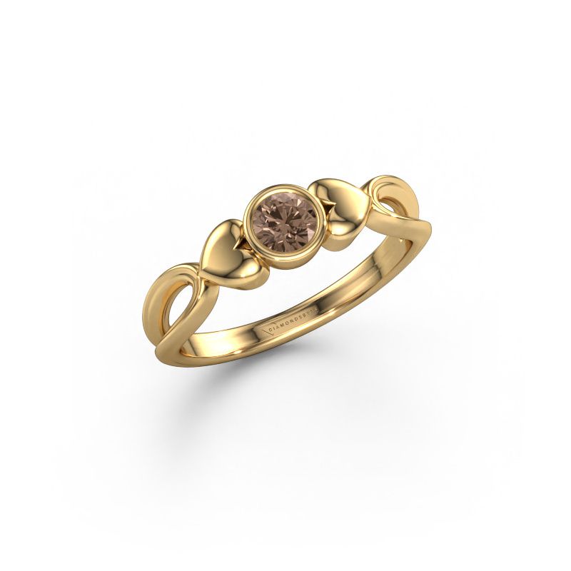 Bague Lorrine 585 or jaune diamant brun 0.25 crt