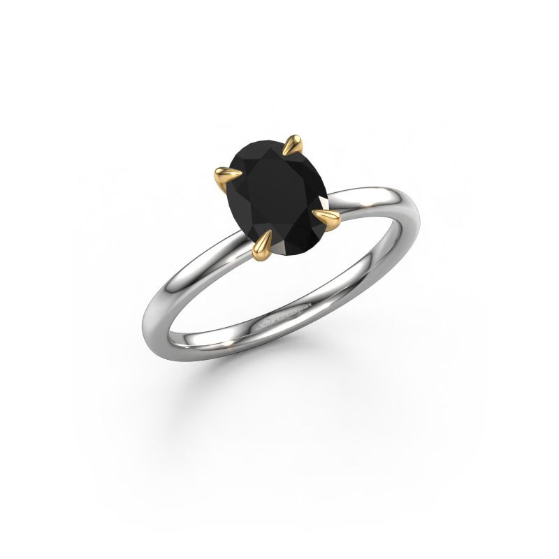 Image of Engagement Ring Crystal Ovl 1<br/>585 white gold<br/>Black Diamond 1.40 Crt
