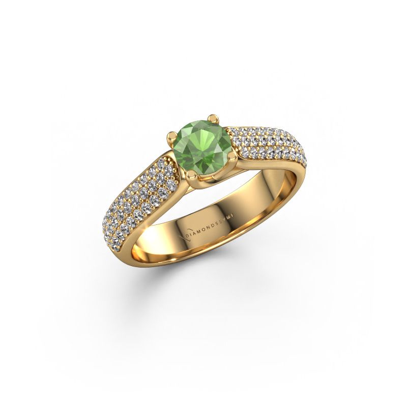 Verlobungsring Leoness 585 Gold Turmalin grün 5 mm