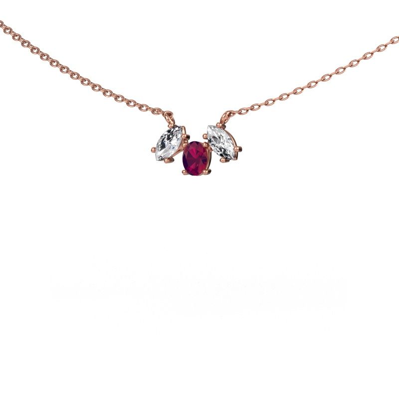 Ketting Rachal 585 rosé goud rhodoliet 4x3 mm