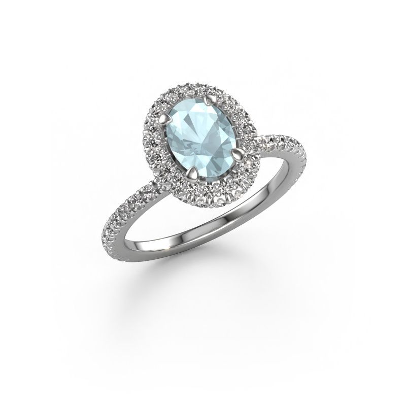 Image of Engagement ring Talitha OVL 950 platinum aquamarine 7x5 mm