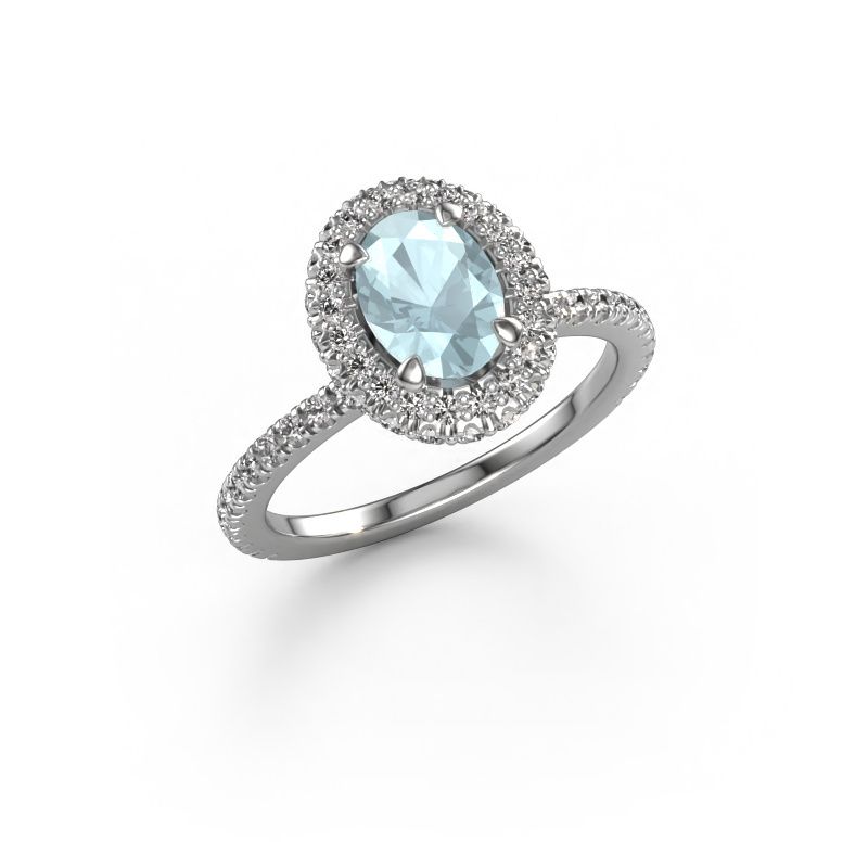 Engagement ring Talitha OVL 950 platinum aquamarine 7x5 mm