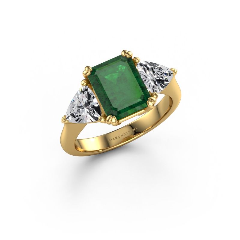 Verlovingsring Paula 585 goud smaragd 9x7 mm
