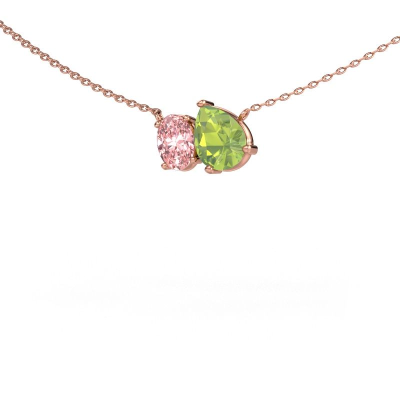 Pendant Toi et Moi PER OVL 585 rose gold peridot 8x6 mm