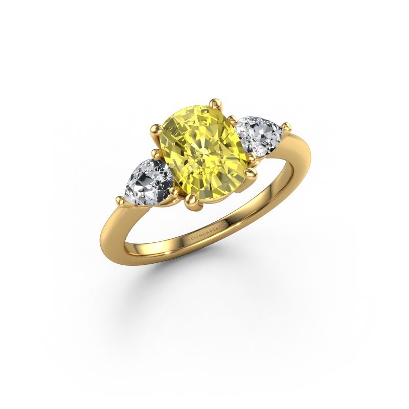 Engagement ring Chanou CSH 585 gold yellow lab grown diamond 8.7x6.6 mm