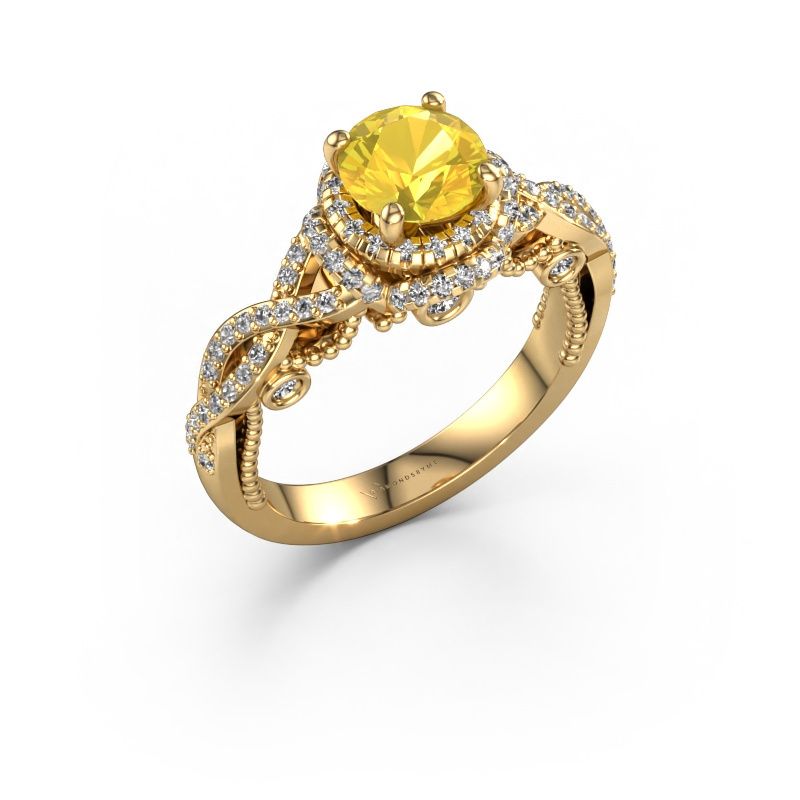 Bague de fiançailles Leora 585 or jaune saphir jaune 6.5 mm