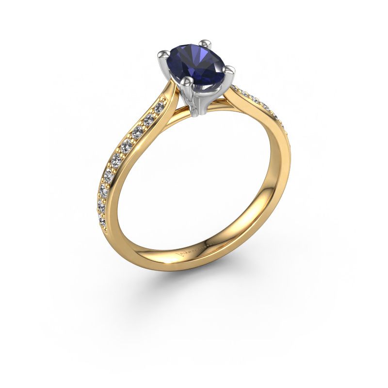 Engagement ring Mignon OVL 2 585 gold sapphire 7x5 mm