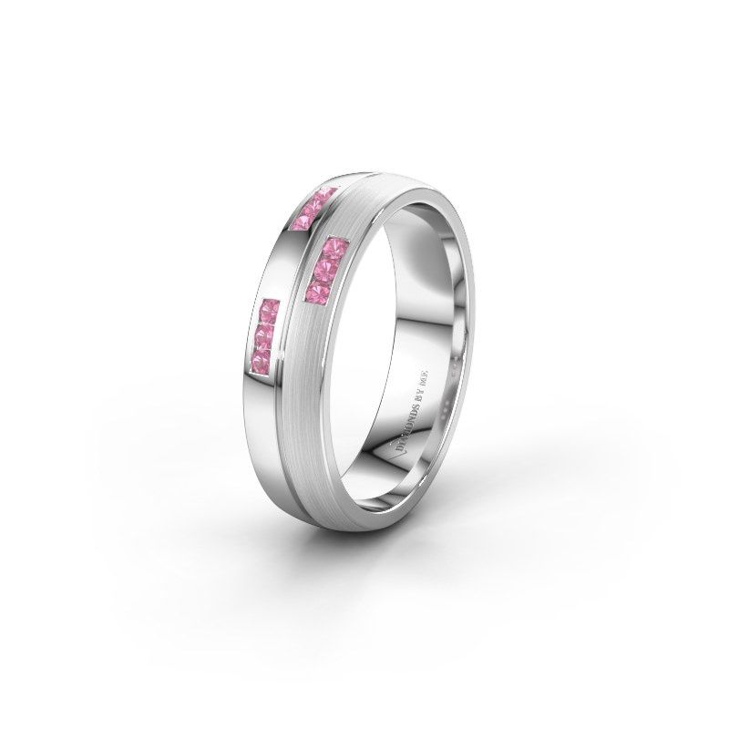 Image of Wedding ring WH0206L25APM<br/>950 platinum ±5x1.7 mm<br/>Pink sapphire