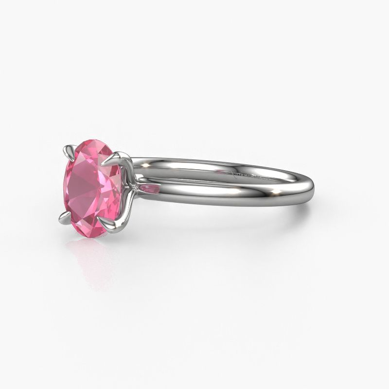 Afbeelding van Verlovingsring Crystal Ovl 1<br/>950 platina<br/>Roze saffier 8x6 mm