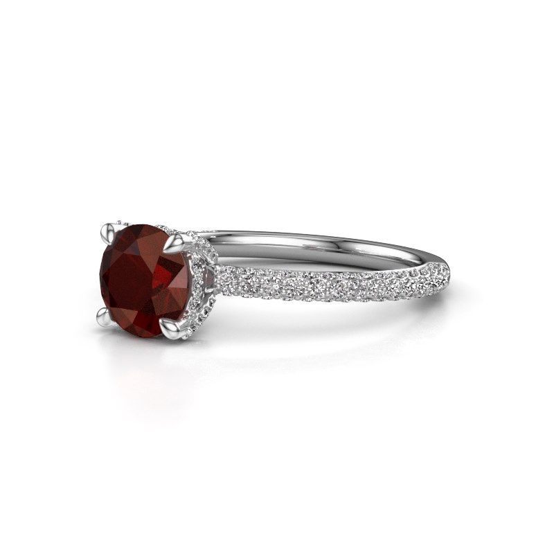 Image of Engagement ring saskia rnd 2<br/>585 white gold<br/>Garnet 6.5 mm