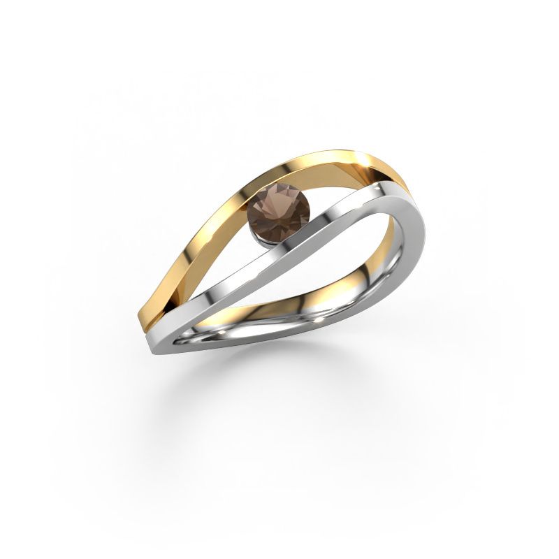 Ring Sigrid 1 585 Weißgold Rauchquarz 4 mm