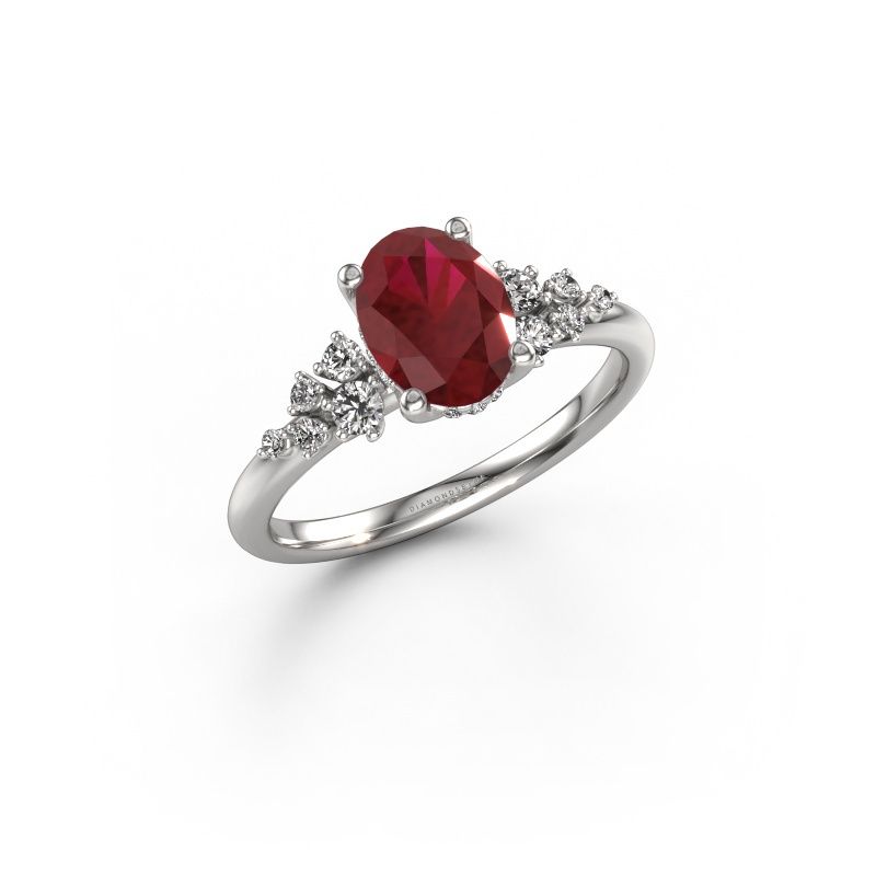 Engagement ring Emma OVL 950 platinum ruby 8x6 mm