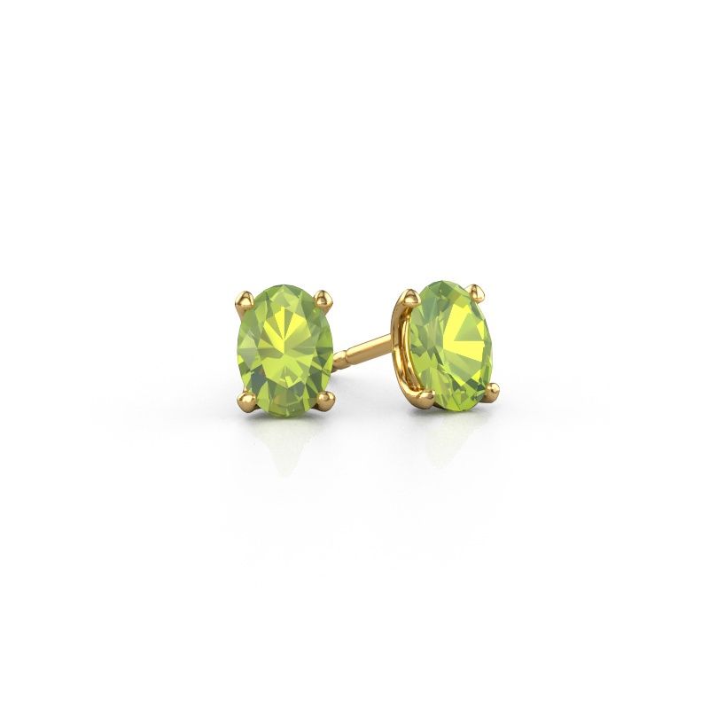 Clous d'oreilles Sam OVL 585 or jaune péridot 7x5 mm