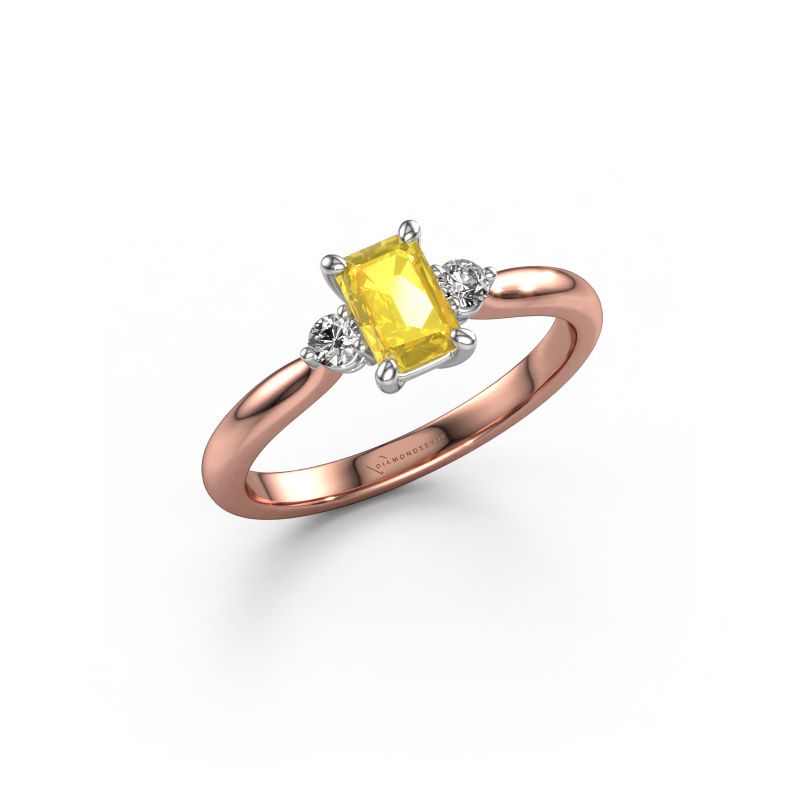 Engagement ring Lieselot EME 585 rose gold yellow sapphire 6x4 mm