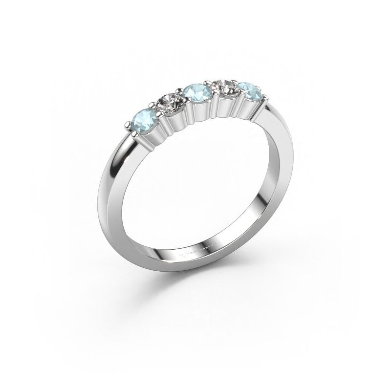 Ring Yasmin 5 585 witgoud aquamarijn 3 mm