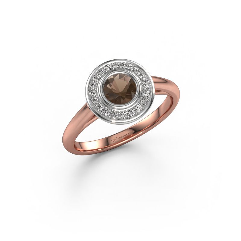 Verlobungsring Noud 1 RND 585 Roségold Rauchquarz 4.7 mm