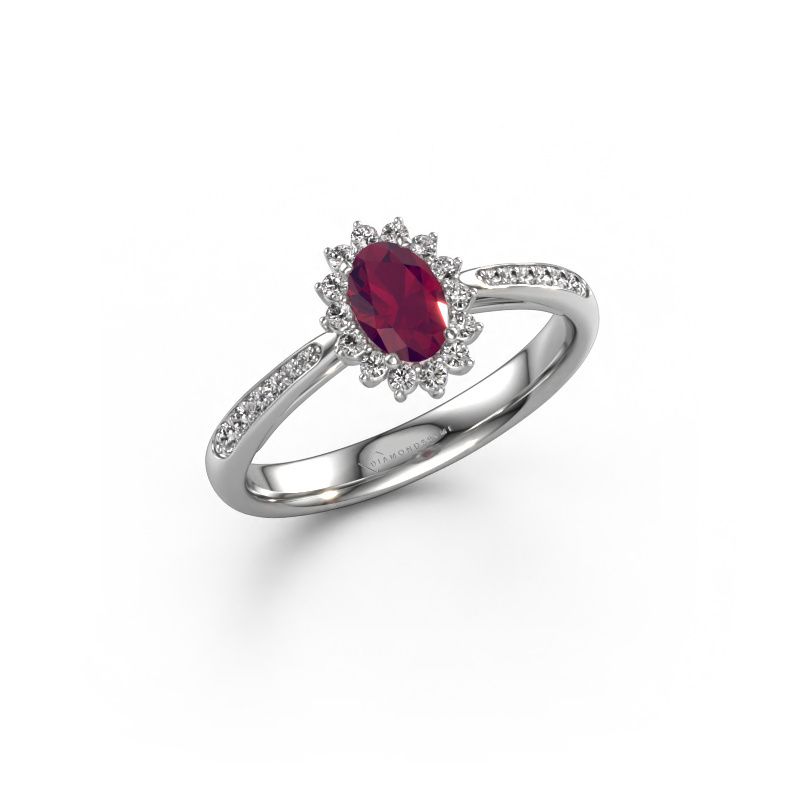Verlobungsring Tilly ovl 2 585 Weißgold Rhodolit 7x5 mm