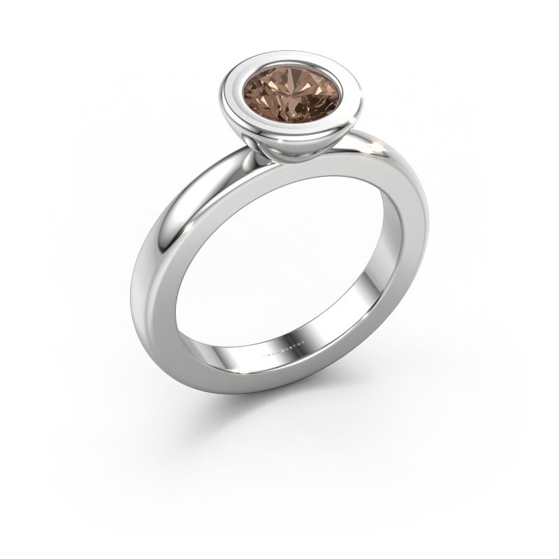 Stacking ring Eloise Round 585 white gold brown diamond 0.80 crt