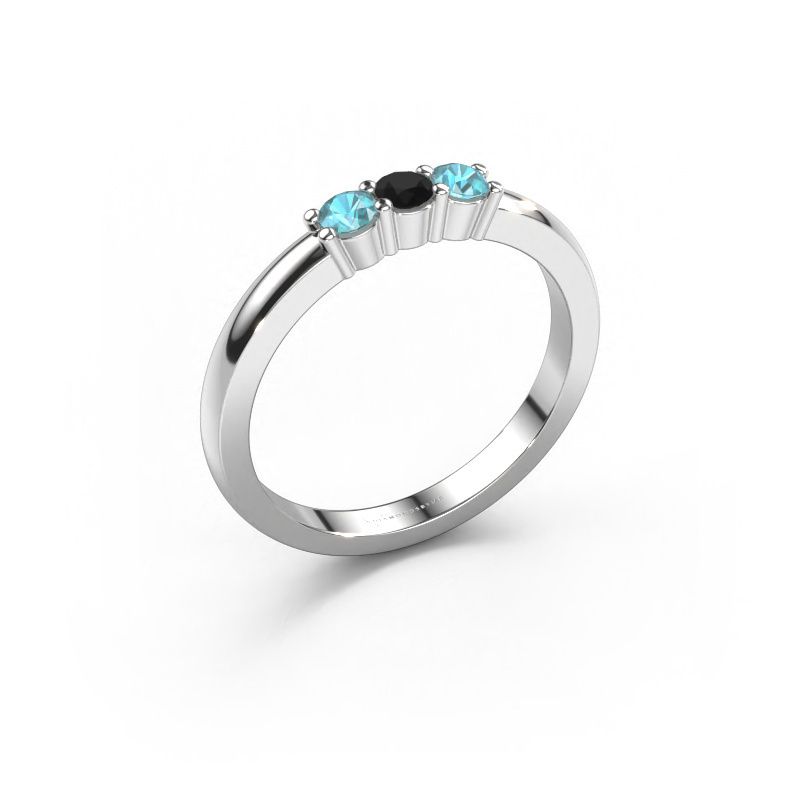 Bague Yasmin 3 585 or blanc diamant noir 0.32 crt
