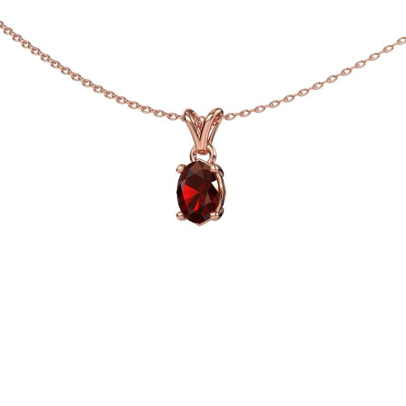 Hanger Lucy 1 585 rosé goud granaat 7x5 mm