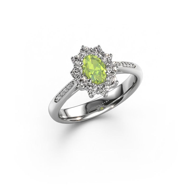 Verlobungsring Leesa 2 585 Weißgold Peridot 6x4 mm
