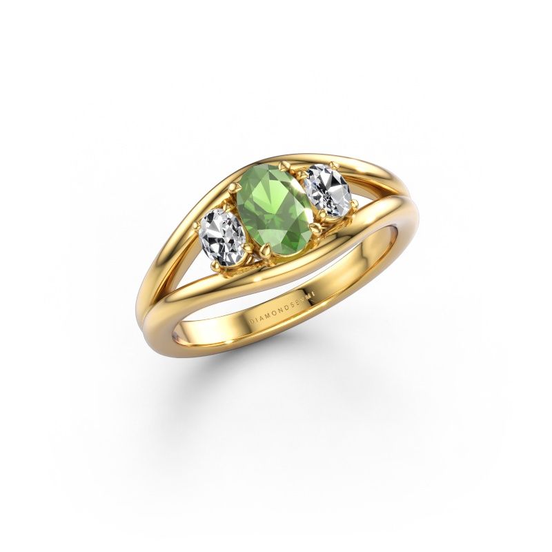 Ring Cassie OVL 585 Gold Turmalin grün 6.5x4.5 mm