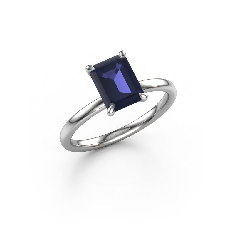 Bague de fiançailles Crystal EME 1 950 platine saphir 8x6 mm