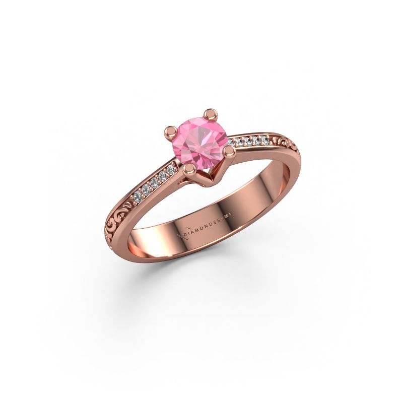 Anillo de compromiso Mei 585 oro rosa zafiro rosa 4.7 mm