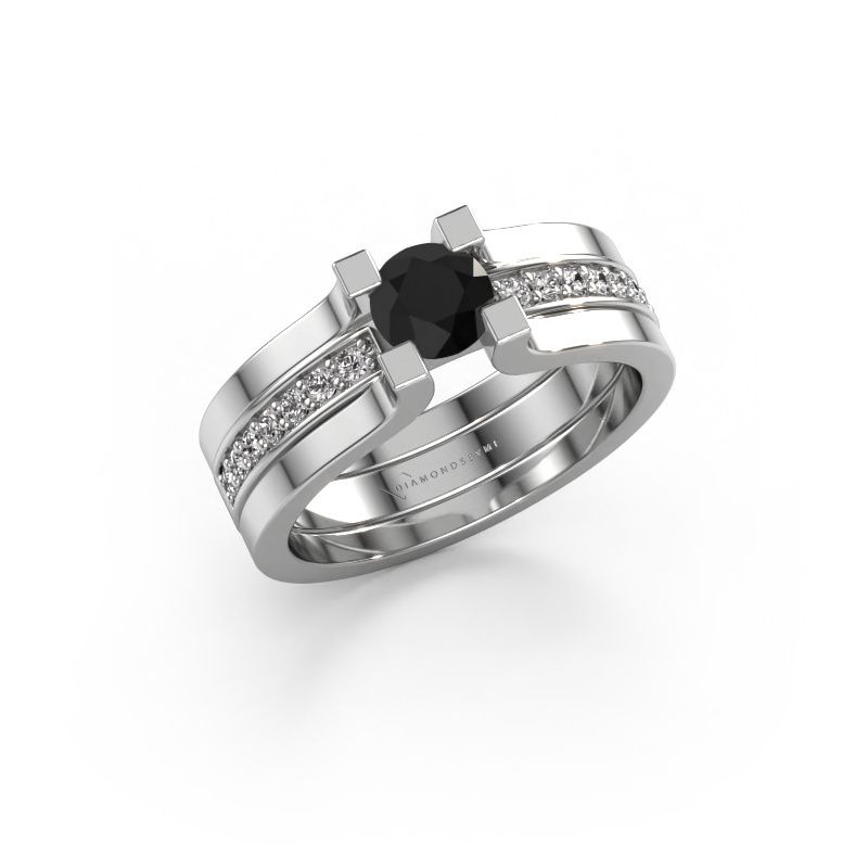 Verlovingsring Myrthe 950 platina zwarte diamant 0.768 crt