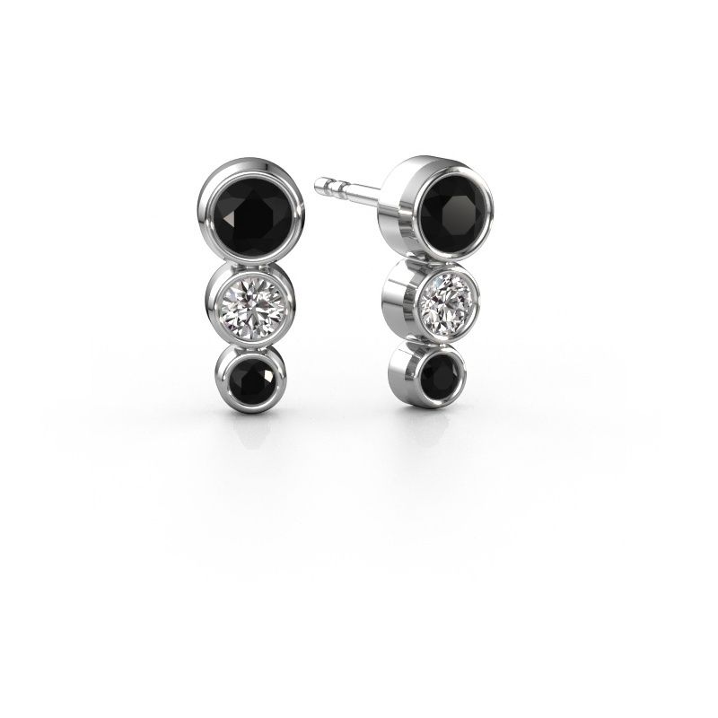 Clous d'oreilles Linda 585 or blanc diamant noir 0.41 crt